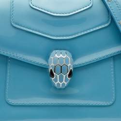 Pre Owned حقيبة بولغاري يد علوية سيربينتي فوريفر صغيرة جلد لامع أزرق