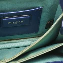 Pre Owned Bvlgari Navy Blue Leather Serpenti Forever Top Handle Bag