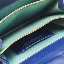 Pre Owned Bvlgari Navy Blue Leather Serpenti Forever Top Handle Bag