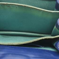 Pre Owned Bvlgari Navy Blue Leather Serpenti Forever Top Handle Bag