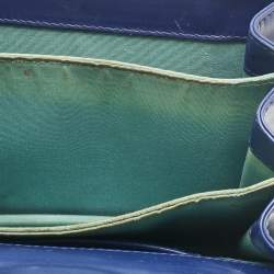 Pre Owned Bvlgari Navy Blue Leather Serpenti Forever Top Handle Bag