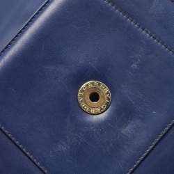 Pre Owned Bvlgari Navy Blue Leather Serpenti Forever Top Handle Bag