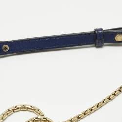 Pre Owned Bvlgari Navy Blue Leather Serpenti Forever Top Handle Bag