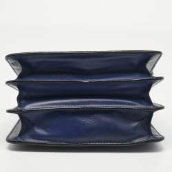 Pre Owned Bvlgari Navy Blue Leather Serpenti Forever Top Handle Bag