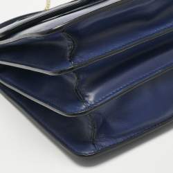 Pre Owned Bvlgari Navy Blue Leather Serpenti Forever Top Handle Bag