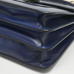 Pre Owned Bvlgari Navy Blue Leather Serpenti Forever Top Handle Bag