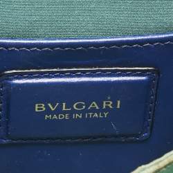 Pre Owned Bvlgari Navy Blue Leather Serpenti Forever Top Handle Bag