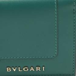 Pre Owned Bvlgari Green Leather Serpenti Forever Trifold Wallet