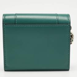 Pre Owned Bvlgari Green Leather Serpenti Forever Trifold Wallet