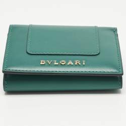 Pre Owned Bvlgari Green Leather Serpenti Forever Trifold Wallet
