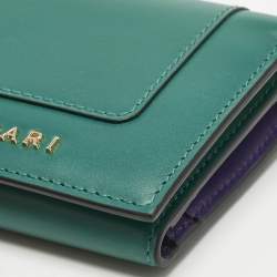 Pre Owned Bvlgari Green Leather Serpenti Forever Trifold Wallet