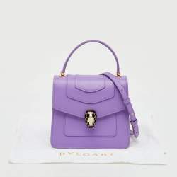Pre Owned Bvlgari Purple Leather Serpenti Forever Small Top Handle Bag