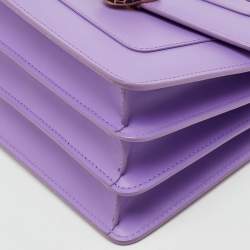 Pre Owned Bvlgari Purple Leather Serpenti Forever Small Top Handle Bag