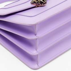 Pre Owned Bvlgari Purple Leather Serpenti Forever Small Top Handle Bag
