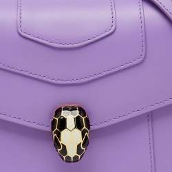 Pre Owned Bvlgari Purple Leather Serpenti Forever Small Top Handle Bag