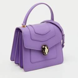 Pre Owned Bvlgari Purple Leather Serpenti Forever Small Top Handle Bag