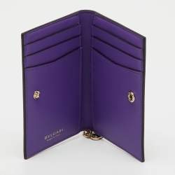 Pre Owned Bvlgari Green Leather Serpenti Forever Bifold Card Holder