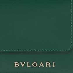 Pre Owned Bvlgari Green Leather Serpenti Forever Bifold Card Holder