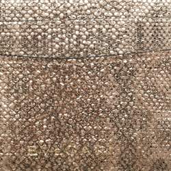 Pre Owned Bvlgari Metallic Beige Karung Serpenti Forever Card Holder