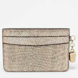 Pre Owned Bvlgari Metallic Beige Karung Serpenti Forever Card Holder