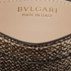 Pre Owned Bvlgari Metallic Beige Karung Serpenti Forever Card Holder