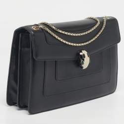 مملوكة مسبقًا حقيبة كتف بلغاري سيربنتي فوريفر جلد أخضر متوسط الحجم