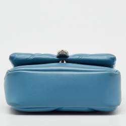 Pre Owned Bvlgari Light Blue Quilted Leather Mini Serpenti Cabochon Shoulder Bag