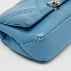Pre Owned Bvlgari Light Blue Quilted Leather Mini Serpenti Cabochon Shoulder Bag