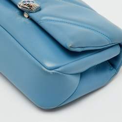 Pre Owned Bvlgari Light Blue Quilted Leather Mini Serpenti Cabochon Shoulder Bag