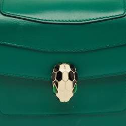 Pre Owned Bvlgari Green Leather Medium Serpenti Forever Shoulder Bag
