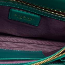 Pre Owned Bvlgari Green Leather Medium Serpenti Forever Shoulder Bag