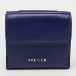 Pre Owned Bvlgari Navy Blue Leather Serpenti Forever Trifold Wallet