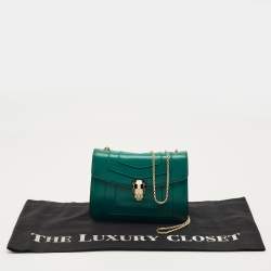 Pre Owned Bvlgari Green Leather Small Serpenti Forever Crossbody Bag