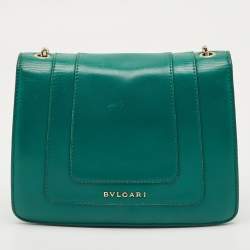 Pre Owned Bvlgari Green Leather Small Serpenti Forever Crossbody Bag