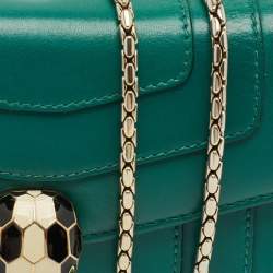 Pre Owned Bvlgari Green Leather Small Serpenti Forever Crossbody Bag
