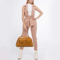 Pre Owned Bvlgari Brown Leather Double Pocket Dome Satchel