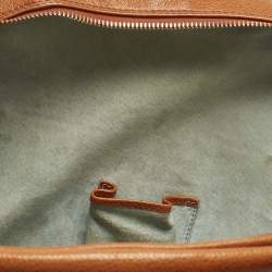 Pre Owned Bvlgari Brown Leather Double Pocket Dome Satchel