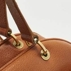 Pre Owned Bvlgari Brown Leather Double Pocket Dome Satchel