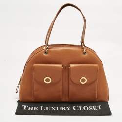 Pre Owned Bvlgari Brown Leather Double Pocket Dome Satchel