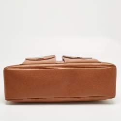 Pre Owned Bvlgari Brown Leather Double Pocket Dome Satchel