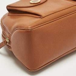 Pre Owned Bvlgari Brown Leather Double Pocket Dome Satchel