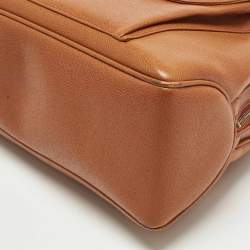 Pre Owned Bvlgari Brown Leather Double Pocket Dome Satchel