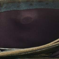 Pre Owned Bvlgari Green/Black Karung Leather Medium Serpenti Forever Shoulder Bag