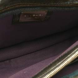 Pre Owned Bvlgari Green/Black Karung Leather Medium Serpenti Forever Shoulder Bag
