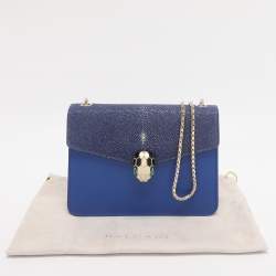Pre Owned Bvlgari Blue Stingray and Leather Serpenti Forever Shoulder Bag