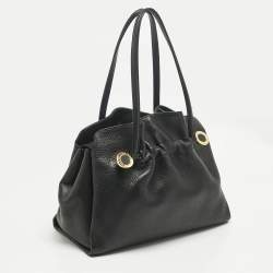 Pre Owned Bvlgari Black Leather Twist Tote