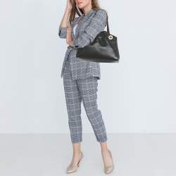 Pre Owned Bvlgari Black Leather Twist Tote