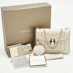 Pre Owned Bvlgari Off White Leather Small Serpenti Forever Crossbody Bag