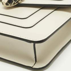 Pre Owned Bvlgari Off White Leather Small Serpenti Forever Crossbody Bag