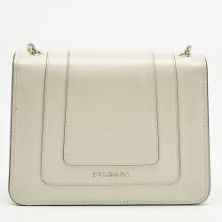 Pre Owned Bvlgari Off White Leather Small Serpenti Forever Crossbody Bag